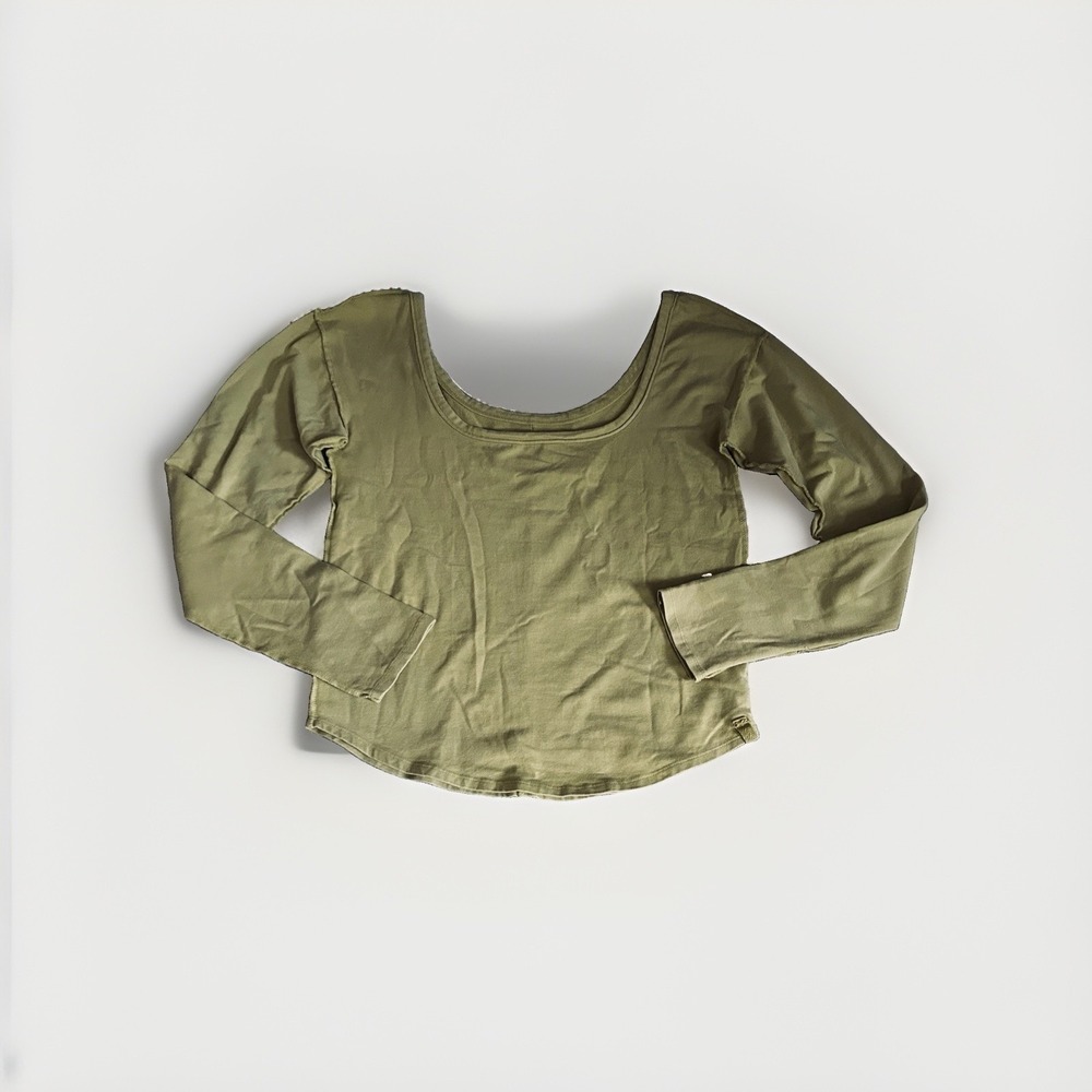 We The Free Lola Top Womens XL Sage Green Long Sleeve Boho Balletcore NWT